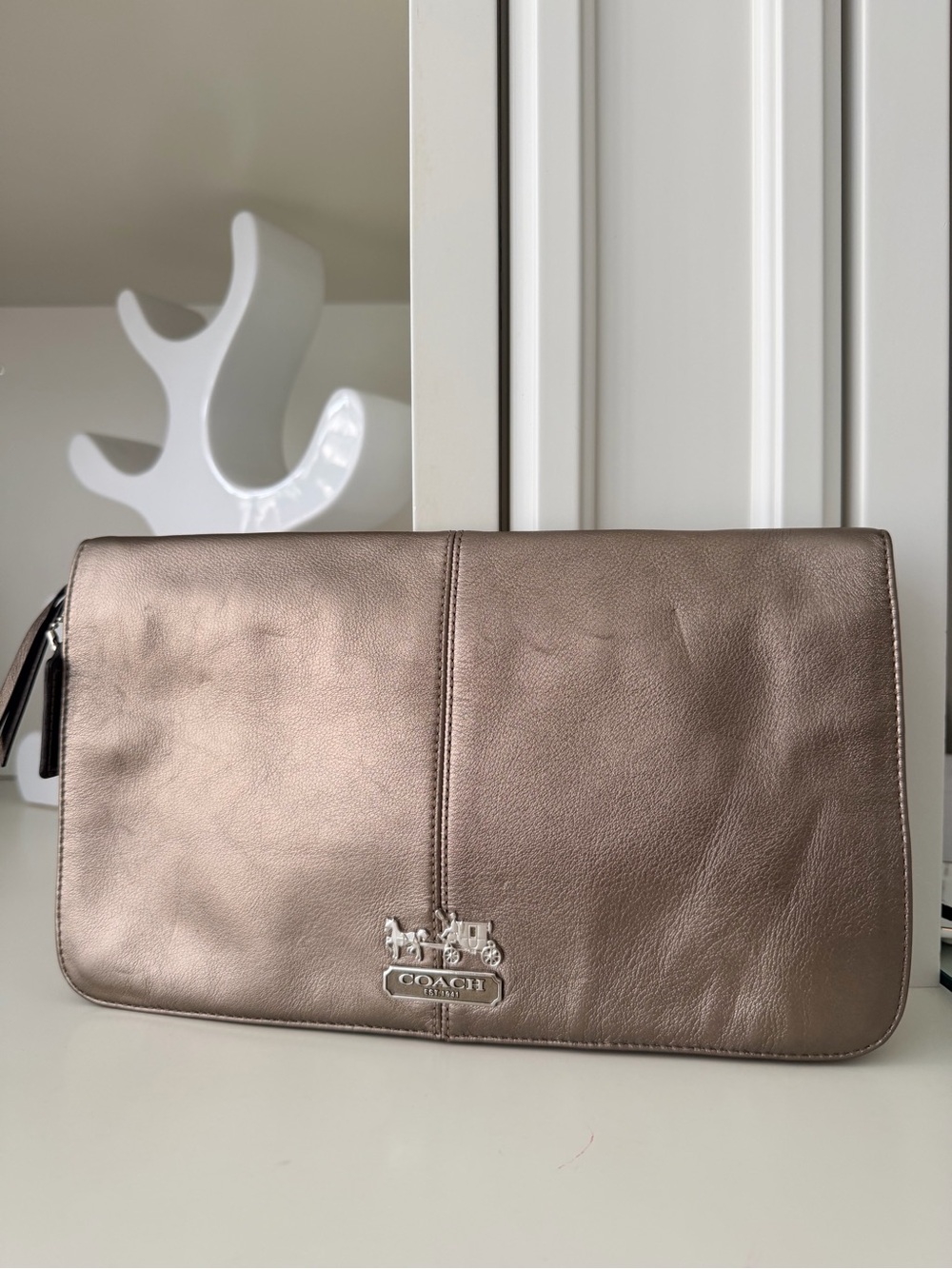 Vintage Y2K 90’S COACH Metallic Madison Large Pebbled Leather Clutch Bag